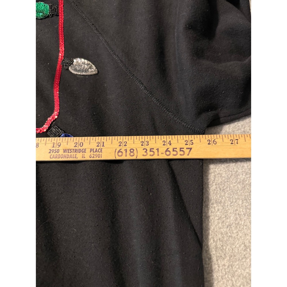 Vintage Lee Christmas Lights Sequin Beaded Sweatshirt Black 2XLT Made in USA - Picture 9 of 10